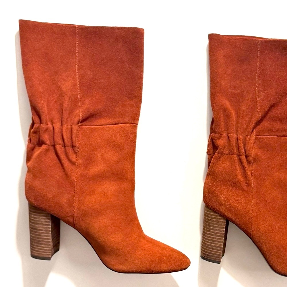 CHARLES BY CHARLES DAVID Womens Red Ruched Barrie Leather Booties - Picture 7 of 13
